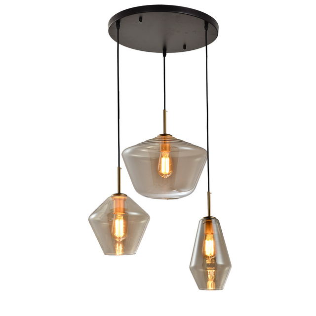 Modern Indoor Lighting Lamps Hanging Smoke Grey Glass Pendant Light For Hotel